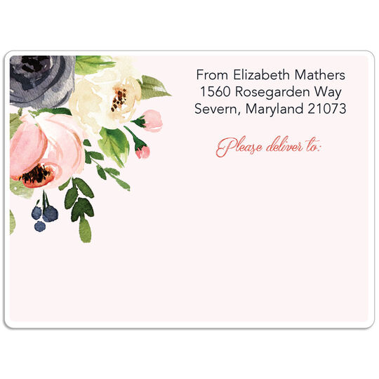 Gray and Pink Roses Shipping Labels